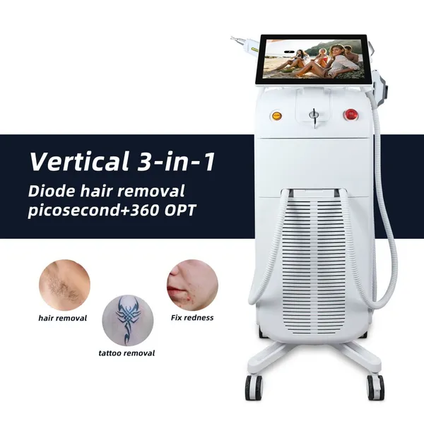 Compact 3 in 1 808nm Diode Laser SHR Hair Removal + Nd:YAG 1064nm Tattoo Removal 15J/cm2 Fluence Automatic Skin Type Detection photo-4