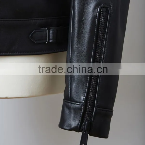 Man Leather Jacket Made of Black Genuine Sheep Skins photo-3