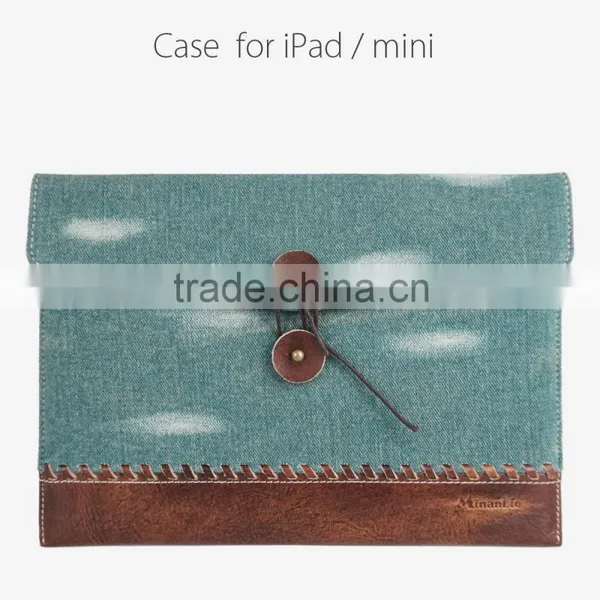 Latest Style High Quality Denim Genuine Leather Case for Ipad