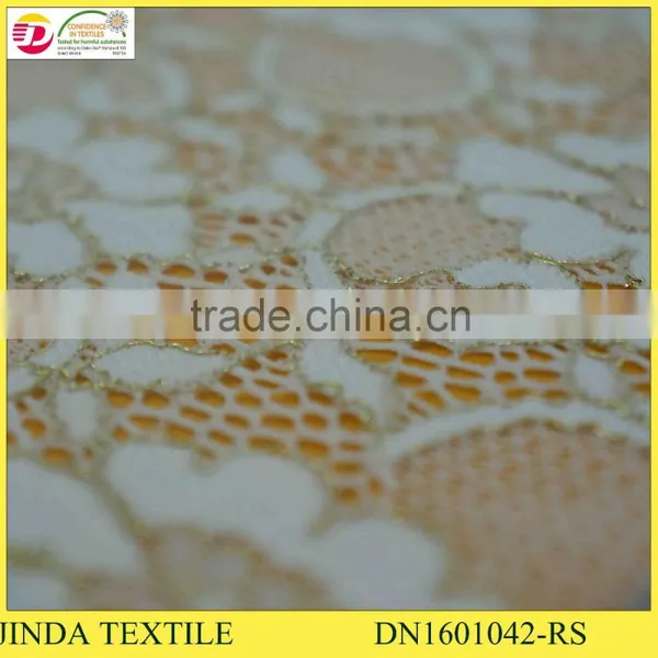High Quality Wholesale Nylon Spandex Eco-Friendly Metalic Cord Lace Fabric photo-3