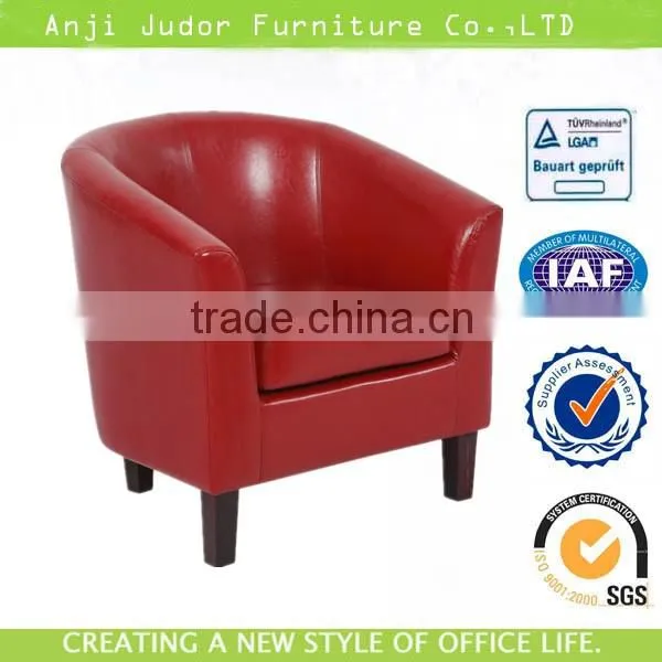 2014 Hot Sale Single Seater Sofa Chair/red Leather Tub Chair/living Room Sofa /wood Sofa Design K-1603