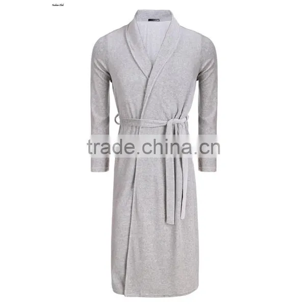 2016 Bathrobe Men Fashion Kimono Collar Bathrobe Long Sleepwear Winter Autumn Nightwear Bathroom Spa Thick Men Robe photo-3