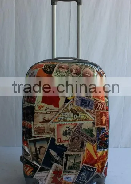4 Wheels Printed Hard Luggage With Nice Currency Printing