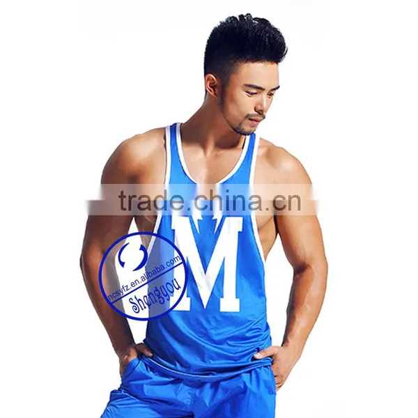 Custom 100% Polyester Men's Tank Tops Gym Stringer y Back Tank Top Men Wholesale photo-2
