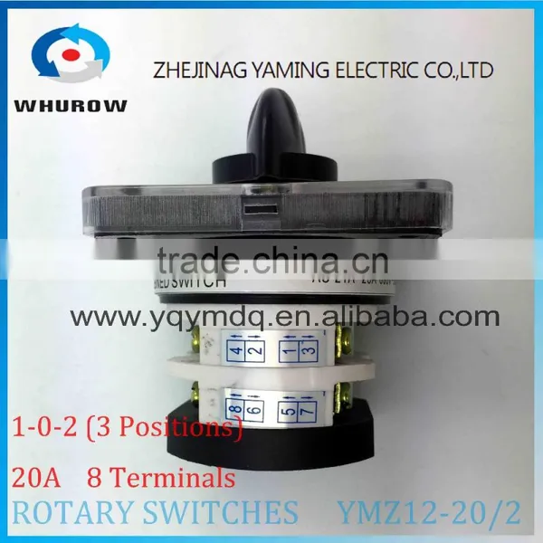YM Rotary Switch YMZ12-20/2 Changeover Cam Combination Switch 2 Poles 3 Positions 8 Terminals 20A Ui 690V Sliver Point Contacts photo-3