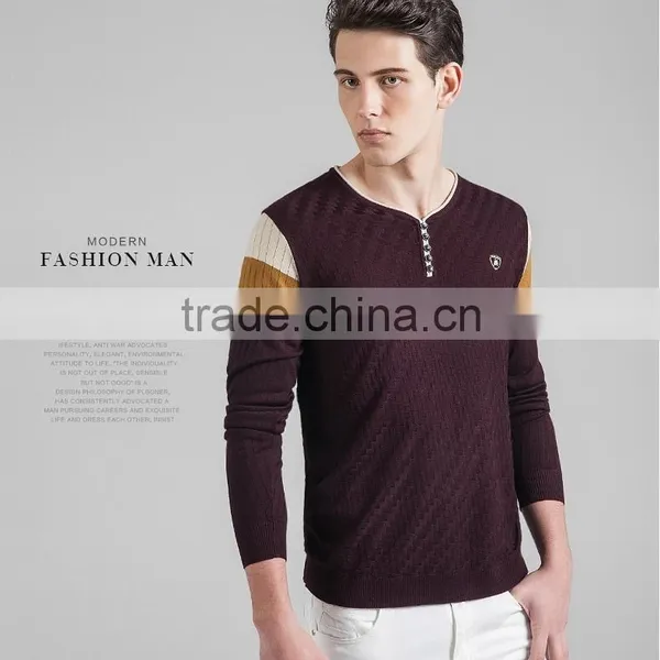 Mens Slim Contrast Color Breathable Pullover Sweater photo-2