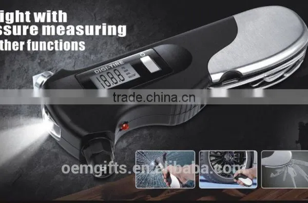 Multifunction LED Flashlihght Digital LCD Tire Gauge Car Tire Pressure Gauge With Emergency Tool photo-3