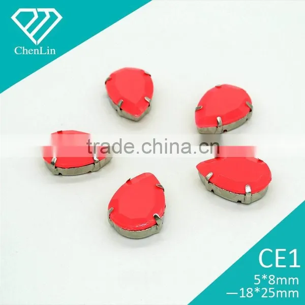CE teardrop pear claw metal base setting acrylic jewel rhinestone DIY fashion decoration craft fitting garment bags accessories