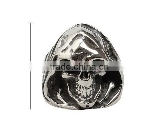 Hot Sell Mens Womens Silver Color Punk Skull Head Titanium Steel Ring photo-5