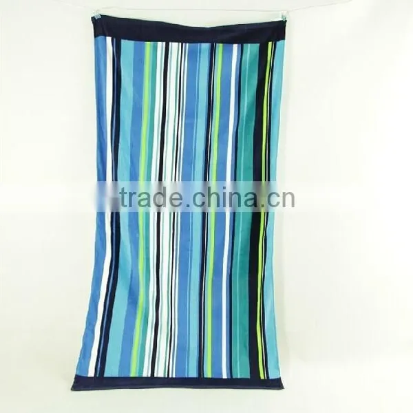 100% Cotton Reactive Printing Colorful Stripes Beach Towel Velvet Printed Stirpes Towel
