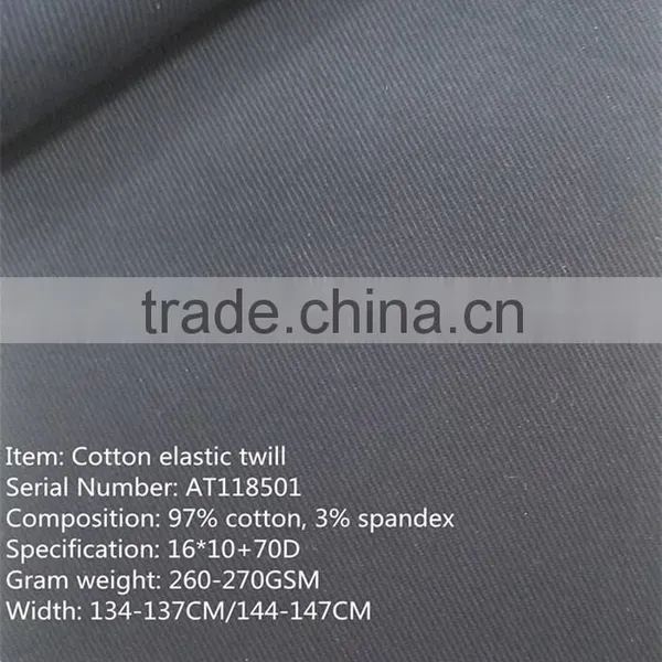 Cotton Elastic Twill AT118501 With 97% Cotton 3% Spandex