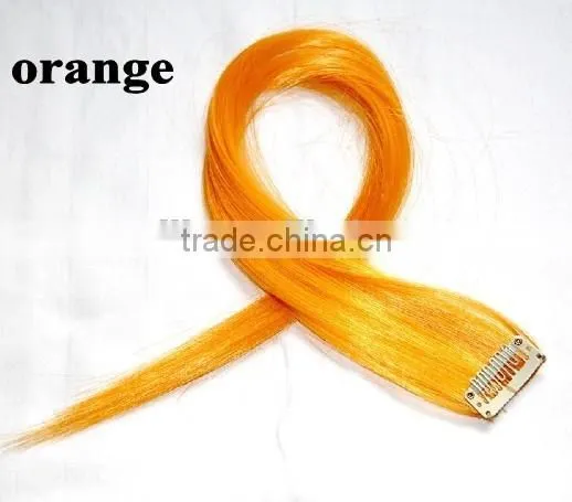 Cheap Clip in Hair Extensions Synthetic Fiber Hair Extension Solid Single Colored Clip in Hair Extension photo-3
