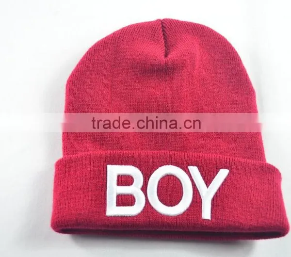 Customized Order Accepted, Without Brim Knitting Ladies Man Pure Color Cap With Embroidered Logo