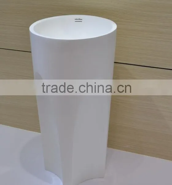 Acrylic Solid Surface Table Top Man-made Stone Pedestal Basin,,Artificial Stone Freestanding Washing Basin photo-3