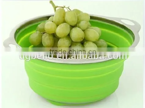 Amazon Popular Selling Stainless Steel Filter Collapsable Silicone Colander photo-3