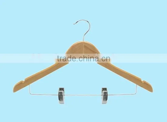 Wooden Hanger With Two Metal Clip photo-2
