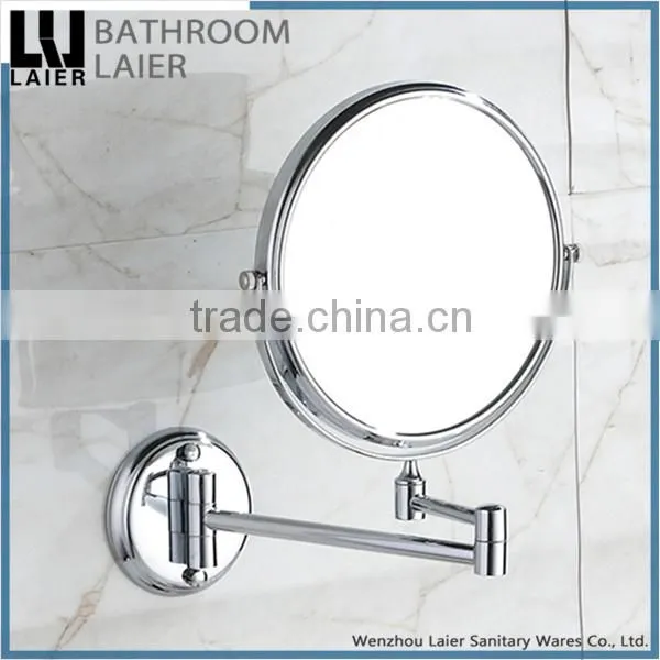 Direct Marketing Factory Round Desgin Brass Chrome Finishing Double Face Bathroom Accessories Wall Mounted Bathroom Mirror photo-4