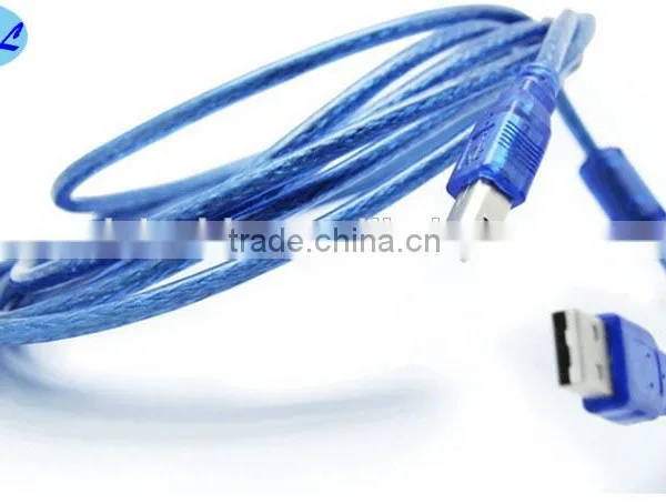 1M USB2.0 Cable Male to B Male Transparent Blue Model photo-3