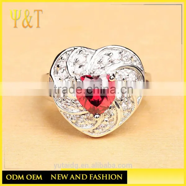 Jingli Jewelry Heart Shaped Silver Ring With Ruby (YJ-809) photo-3