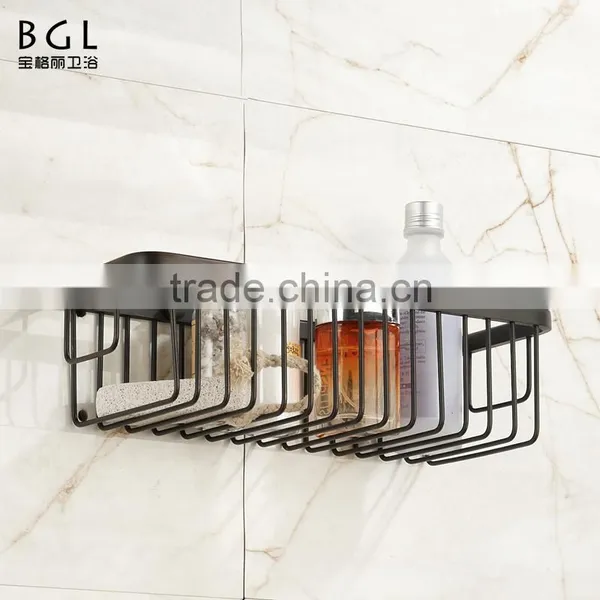 Wall Mounted Bathroom Accessories ORB Finishing Brass Storage Basket photo-3