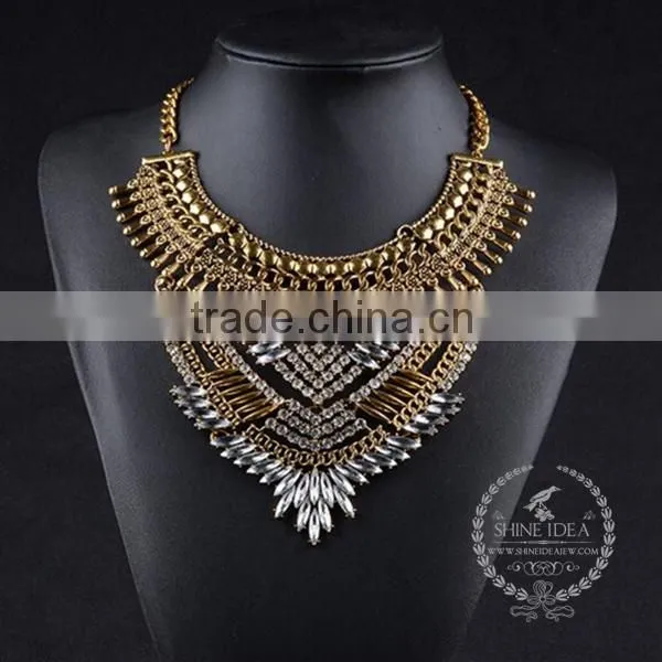 High Quality Vintage Rhinestone Chunky Statement Necklace Tin Alloy Fashion Women Pendant Necklace 6390146