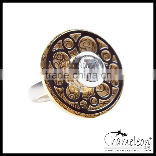 Chameleon 316L Stainless Steel Antique Forged Assembly Ring With Screw Design Plate photo-4