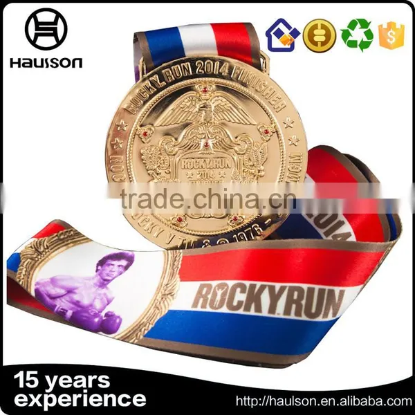 Antique Gold Iron Half Marathon Running Medal With Soft Enamel and Epoxy photo-5