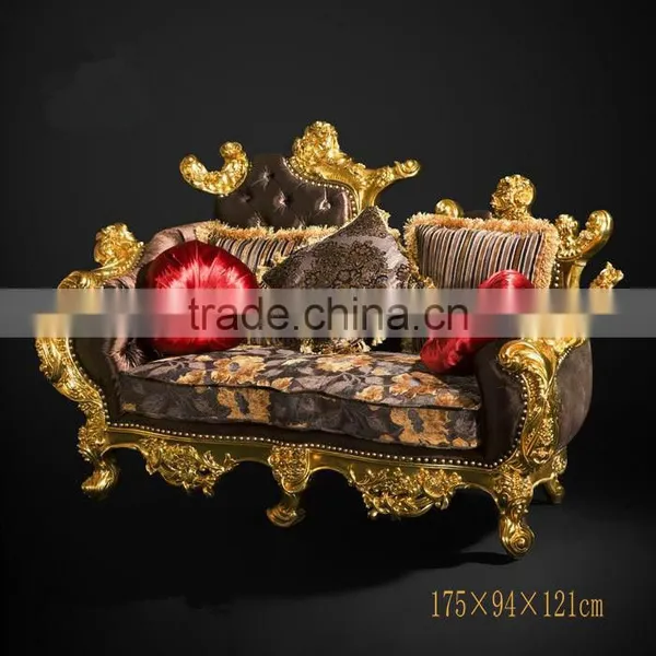 Imperial Noble Furniture Living Room Sofa, Luxury Wood Carved Three Seater Sofa With Gold Painted, British Royal Sofa Couch Set photo-4