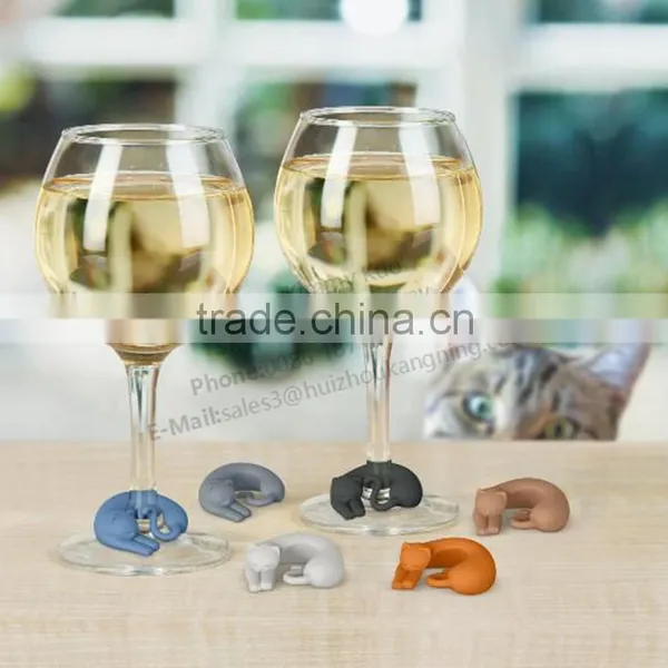 Hot Selling Silicone Kitty Wine Glass Markers,Wine Glass Charms,Bar Accessories photo-6