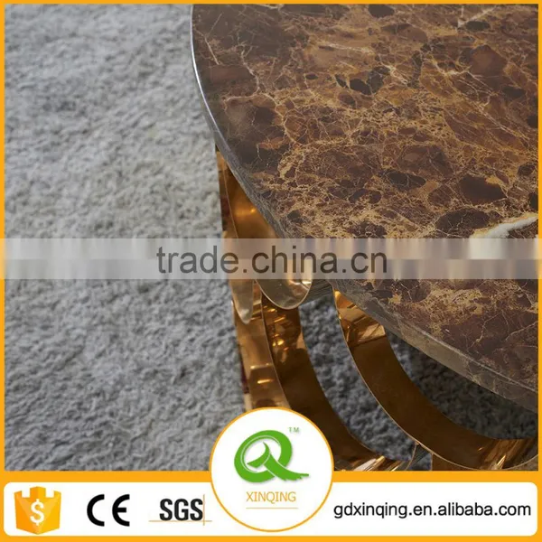 C396 Living Room Rose Gold Furniture Marble Top Coffee Table photo-4