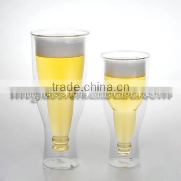 Double Wall Beer Glass Beer Shaped Glass Cup photo-2