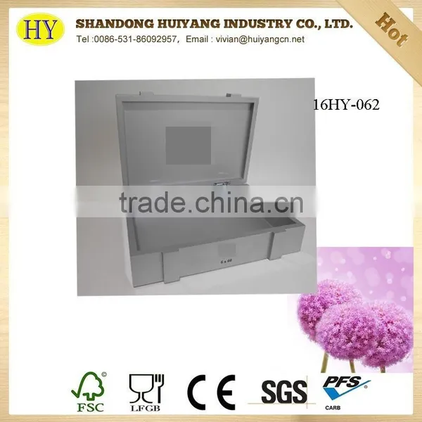 Glossy Silver Color Luxury Wood Cigar Box photo-2