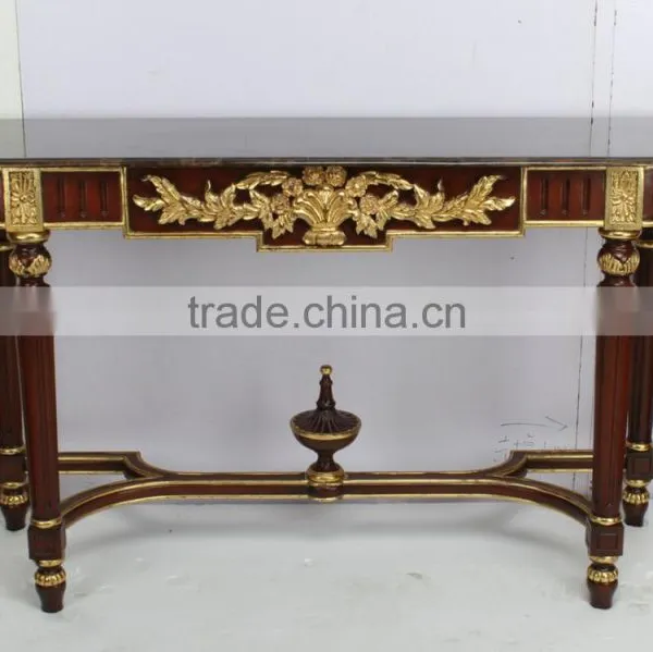 Art Deco Brown And Gold Console Table photo-3