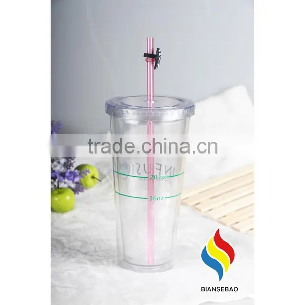 Clear PS/AS Cup With Logo Plastic Tumbler 16oz photo-2