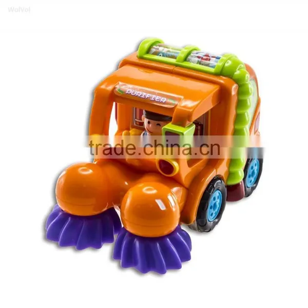 Push and Go Friction Powered Car Toys for Boys - Street Sweeper Truck, Cement Mixer Truck, Harvester Toy Truck photo-4