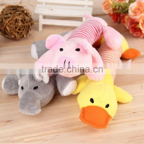 New Dog Toys Pet Puppy Chew Squeaker Squeaky Plush Sound Duck Pig & Elephant Toys 3 Designs Free Shipping photo-2