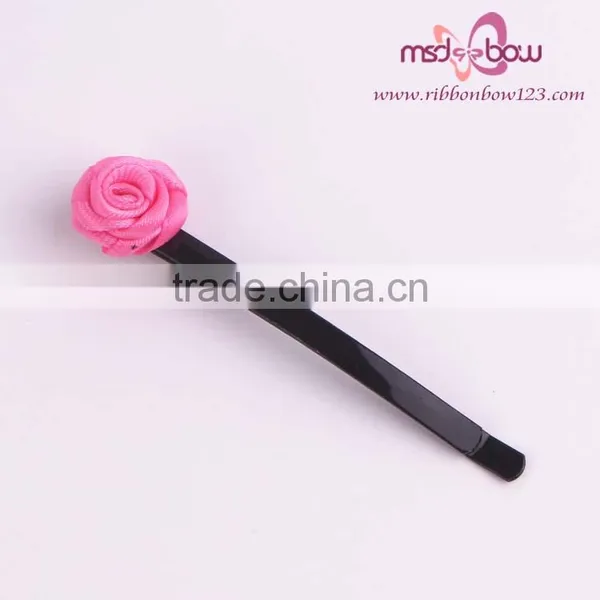 Wholesale Hair Accessories Satin Rose Hair Clip Design for Kids, Flower Hair Cilp photo-6