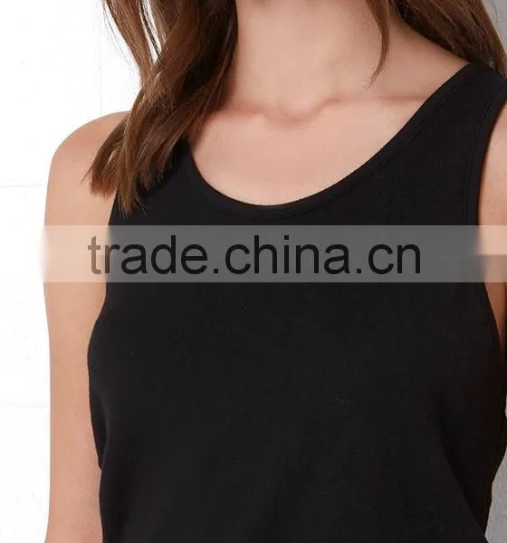 2015 New Style Shirt Top Design for Women Black Romper photo-5
