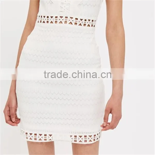 2017 Wholesale Top Design Crochet Trim Tight Mini Dress for Ladies photo-6