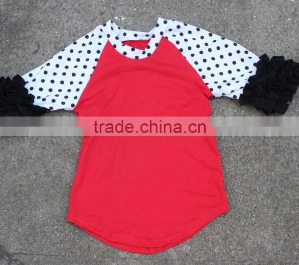 Pernickety Boutique Baby Girl Raglan Shirt Ruffle Long and the 3/4 Sleeve Wholesale 2016 Winter Shirt Children Girls Top photo-4