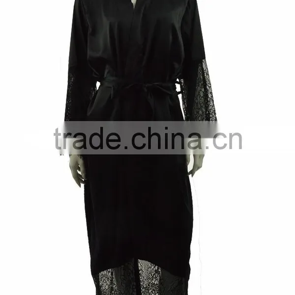 High Quality Black Lace Robe