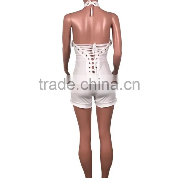 B33751A New Autumn Fashion Wholesale Lace up Bandage Shorts Jumpsuit photo-6