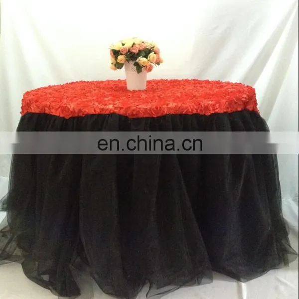 Romatic Wedding Rosette and Tulle Table Skirting Designs photo-4