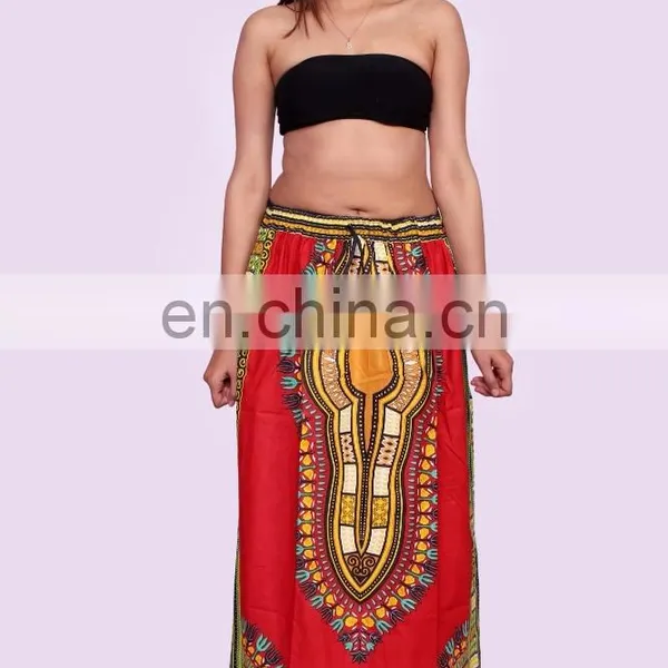 Indian 2017 Long Maxi Skirt Elastic Waist Ankara Skirt African Ethnic Dashiki Print Skirt
