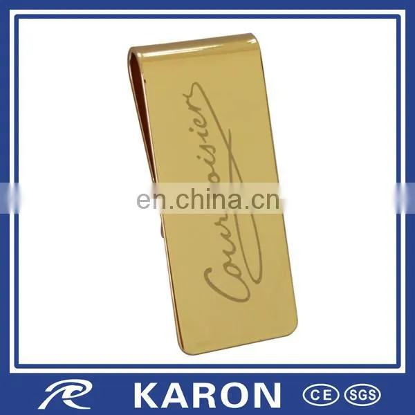 Custom Gold Plated Die Struck Logo Cash Bill Clip in Brass photo-4