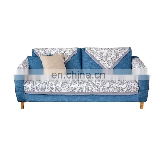 Up-market White Leaves Pattern Cotton Fabric Bias Strip Protective Sofa Covers photo-3