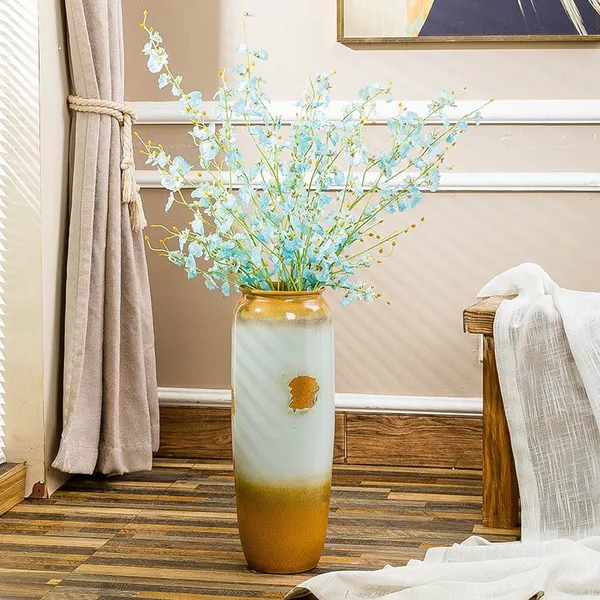 Jingdezhen American Countryside Style Glaze Ceramic Vase For Dry Flower Artificial Flower Decor photo-4