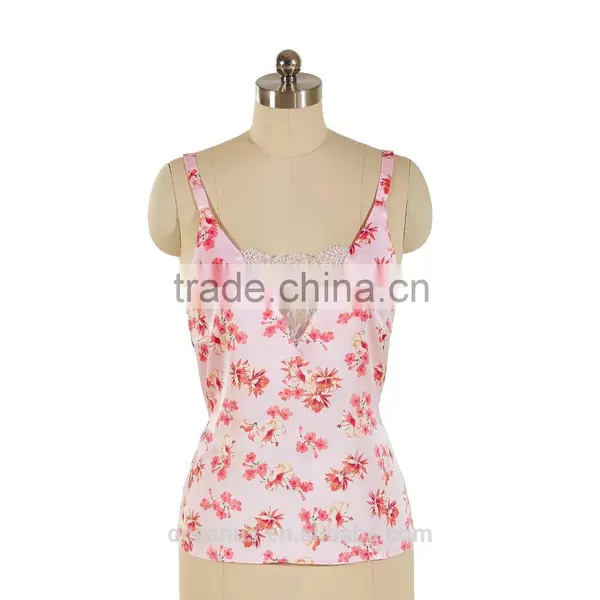 100% Poly Woven Ladies Print Camisole With Lace photo-4