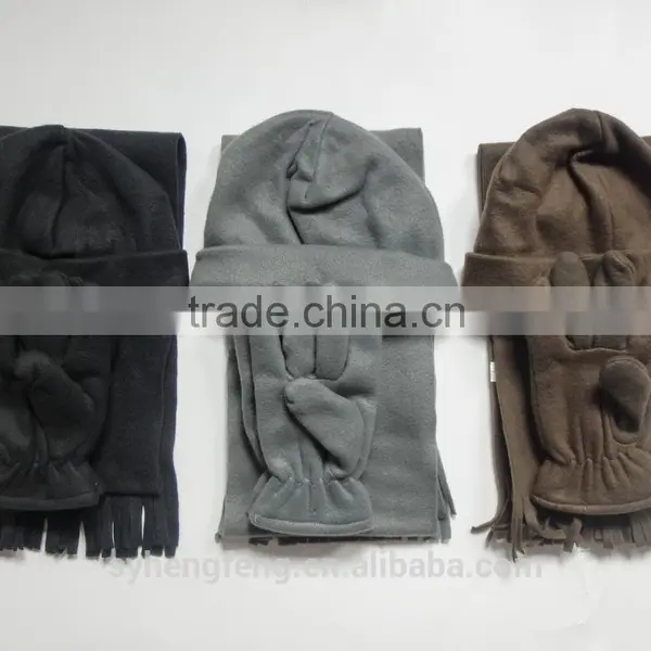 2016 New Polar Fleece Three-piece Including Hat Scarf and Gloves photo-2