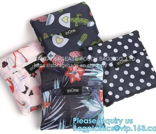 Nylon Folding Pocket Foldable Polyester Shopping Bag,Fashionable 420D Custom Logo Polyester Drawstring Bag Bagease Pack photo-5